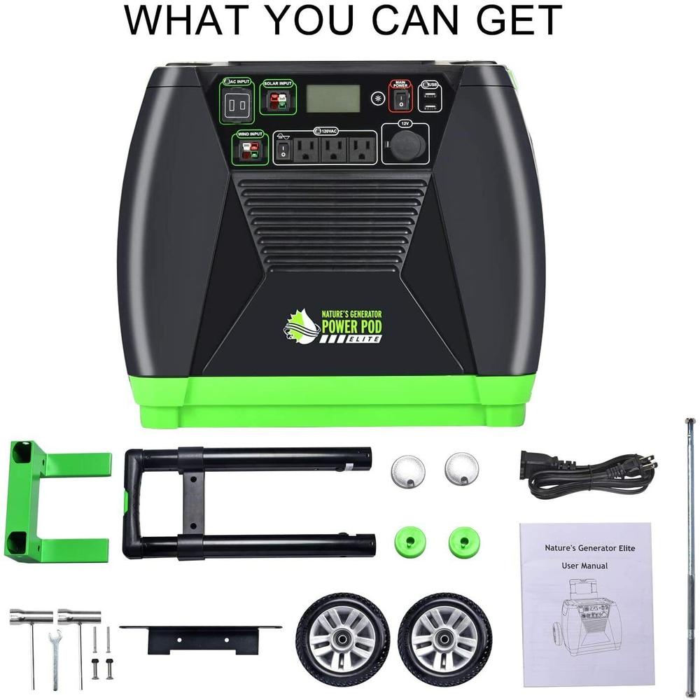 thinkstar 1800-Watt Solar & Wind Powered Electric Start Portable Generator Bundle Pack