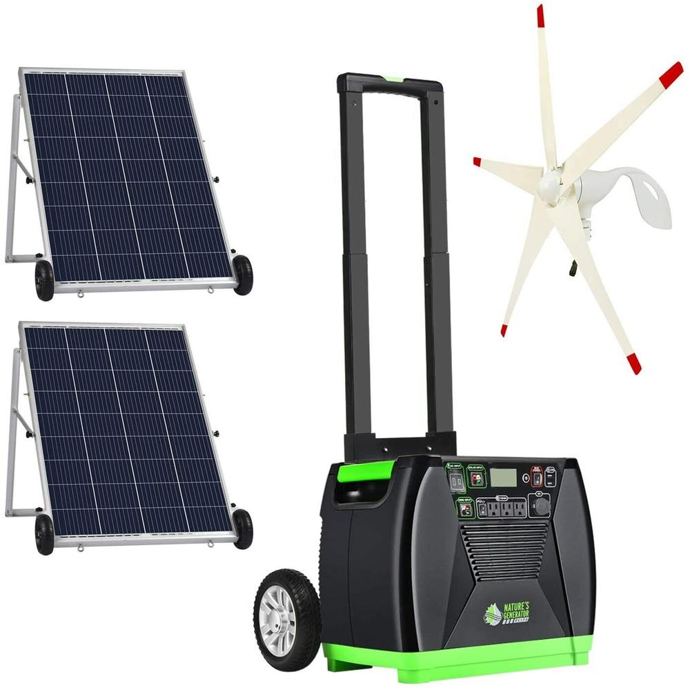 thinkstar 1800-Watt Solar & Wind Powered Electric Start Portable Generator Bundle Pack