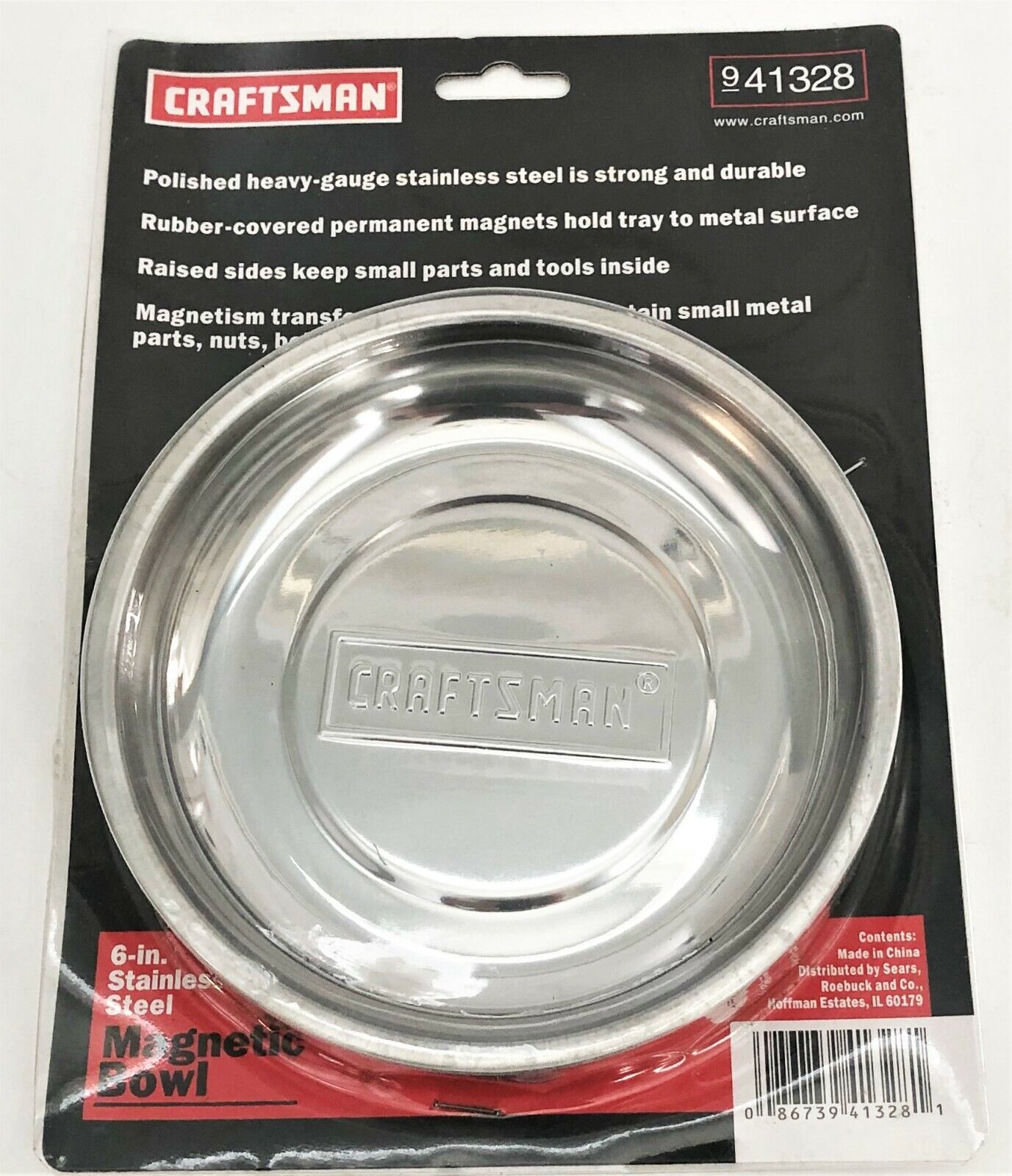 CRAFTSMAN 6" ROUND HEAVY GAUGE STAINLESS STEEL MAGNETIC PARTS TRAY DISH 941328