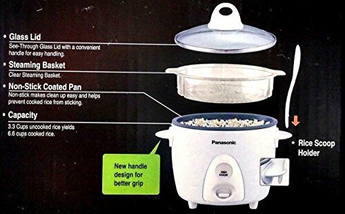PANASONIC SR-G06FGEW, Automatic Rice Cooker/ Steamer (Color: White)