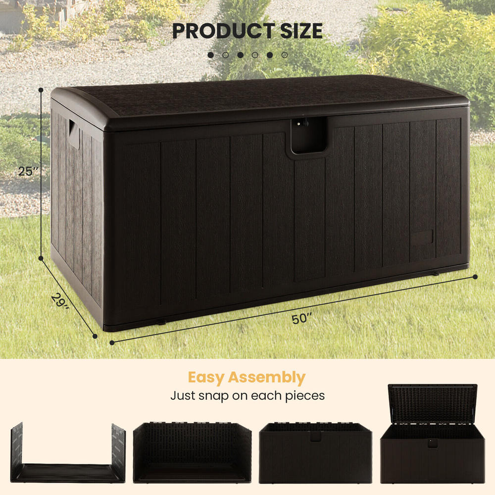 thinkstar 130 Gallon Patio Deck Box Outdoor Waterproof Storage Container For Tools Toys