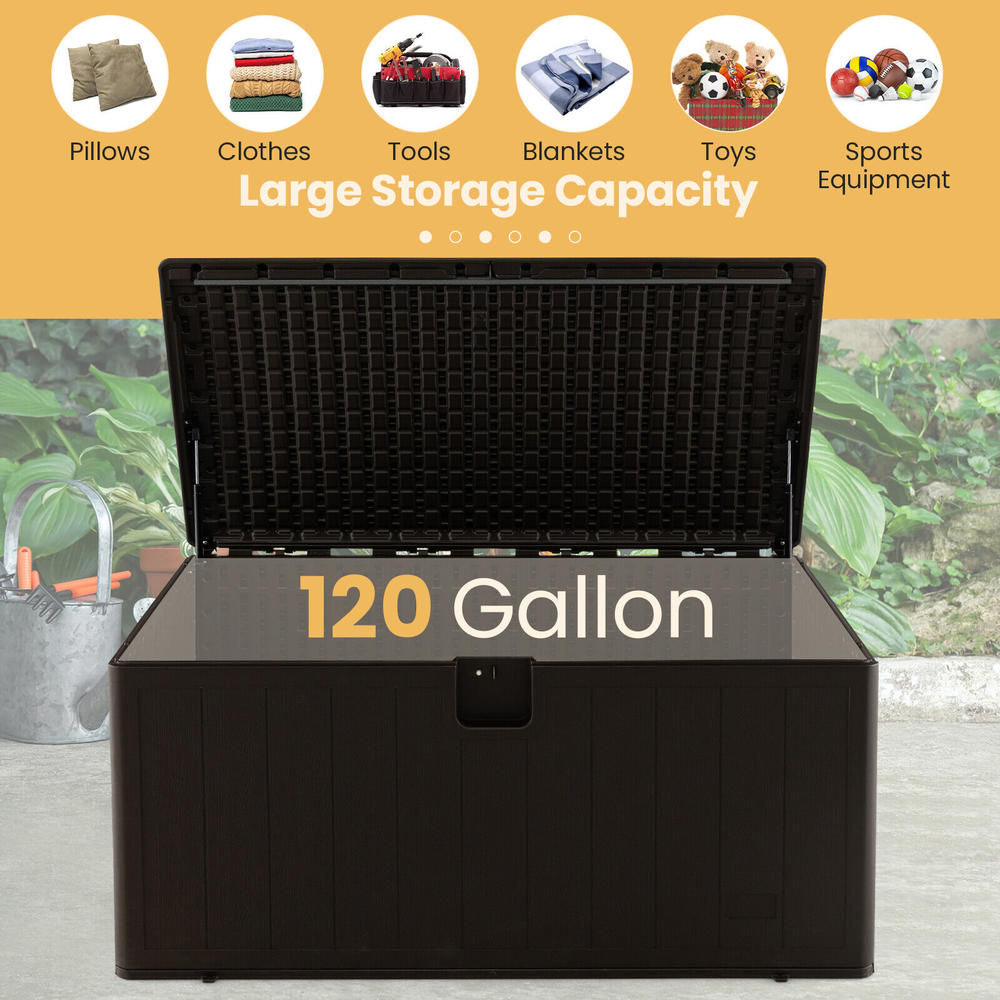 thinkstar 130 Gallon Patio Deck Box Outdoor Waterproof Storage Container For Tools Toys