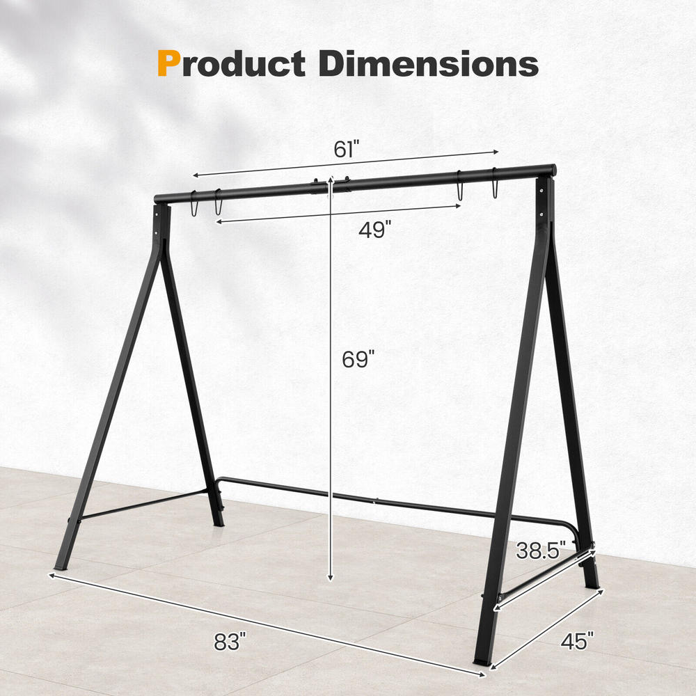 thinkstar Outdoor Porch Swing Frame Patio Metal Swing Stand W/ A-Shaped Structure