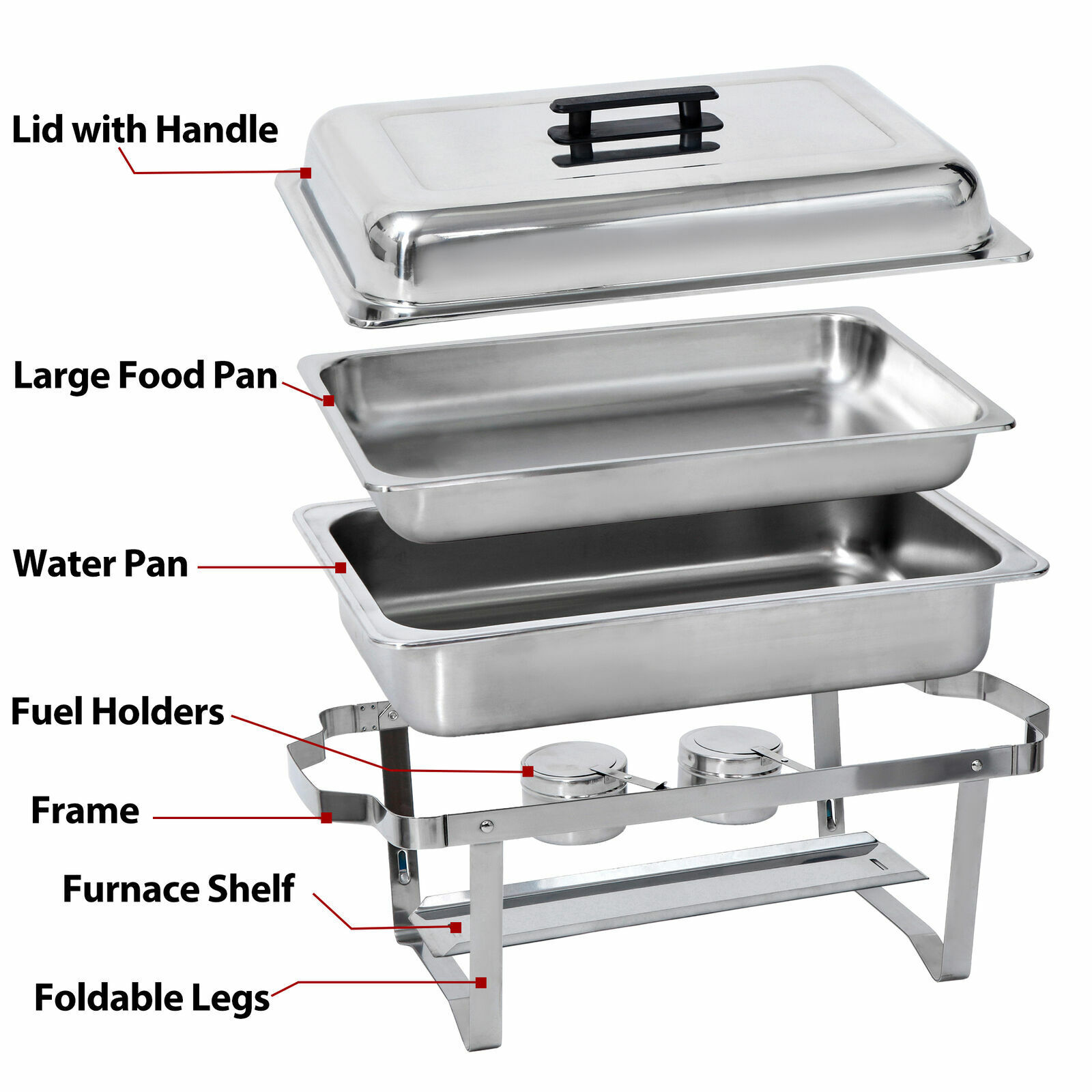 thinkstar 4 Pack 8 Qt Stainless Steel Chafer Chafing Dish Sets Catering Food Warmer