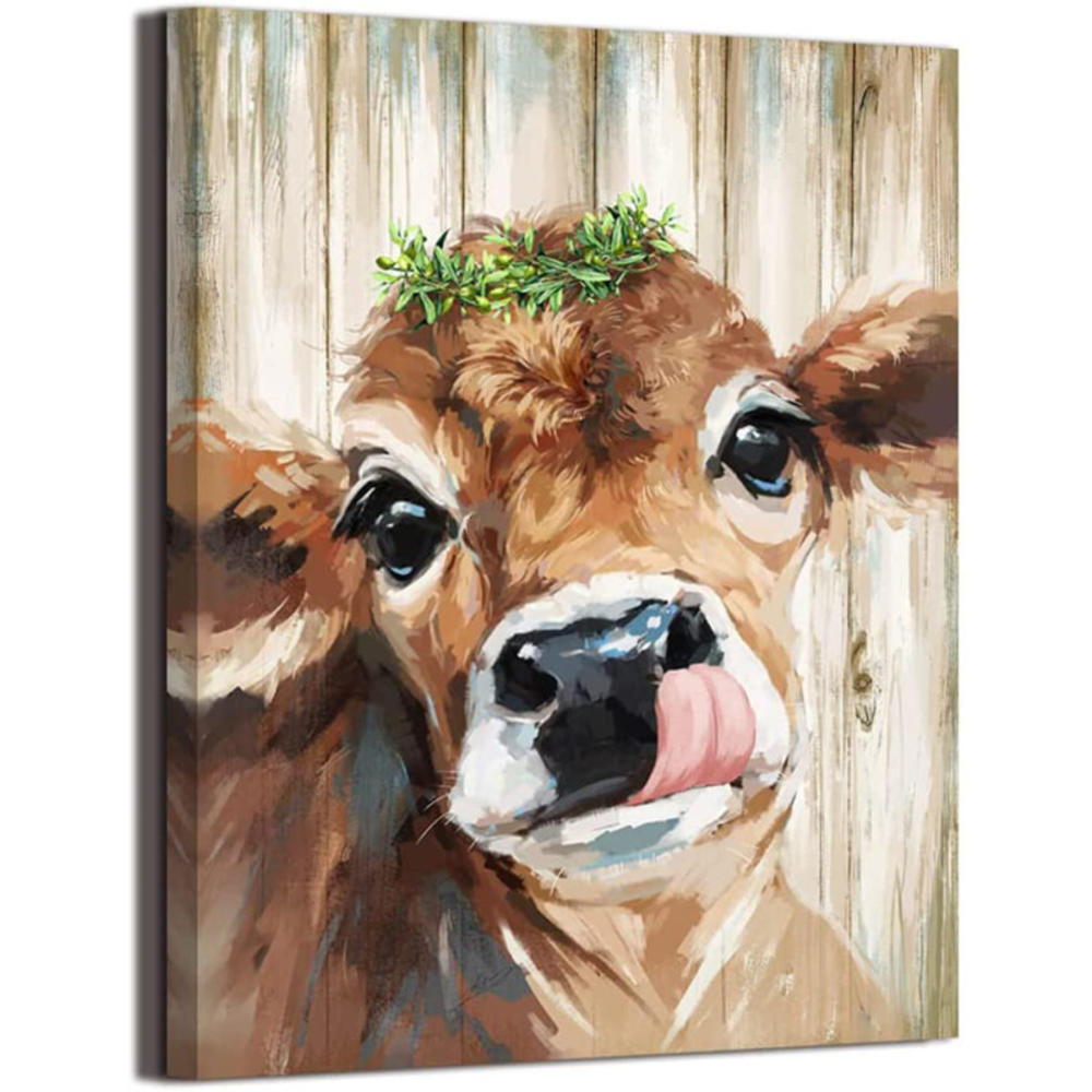&nbsp; Country Farmhouse Bathroom Cute Cow Decor canvas print picture wall art retro