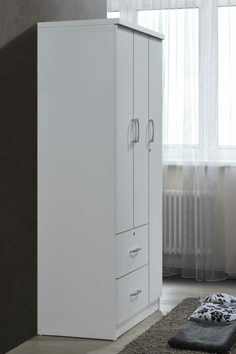 &nbsp; White Finish Armoire Wooden Wardrobe Storage Cabinet Closet Drawers Organizer