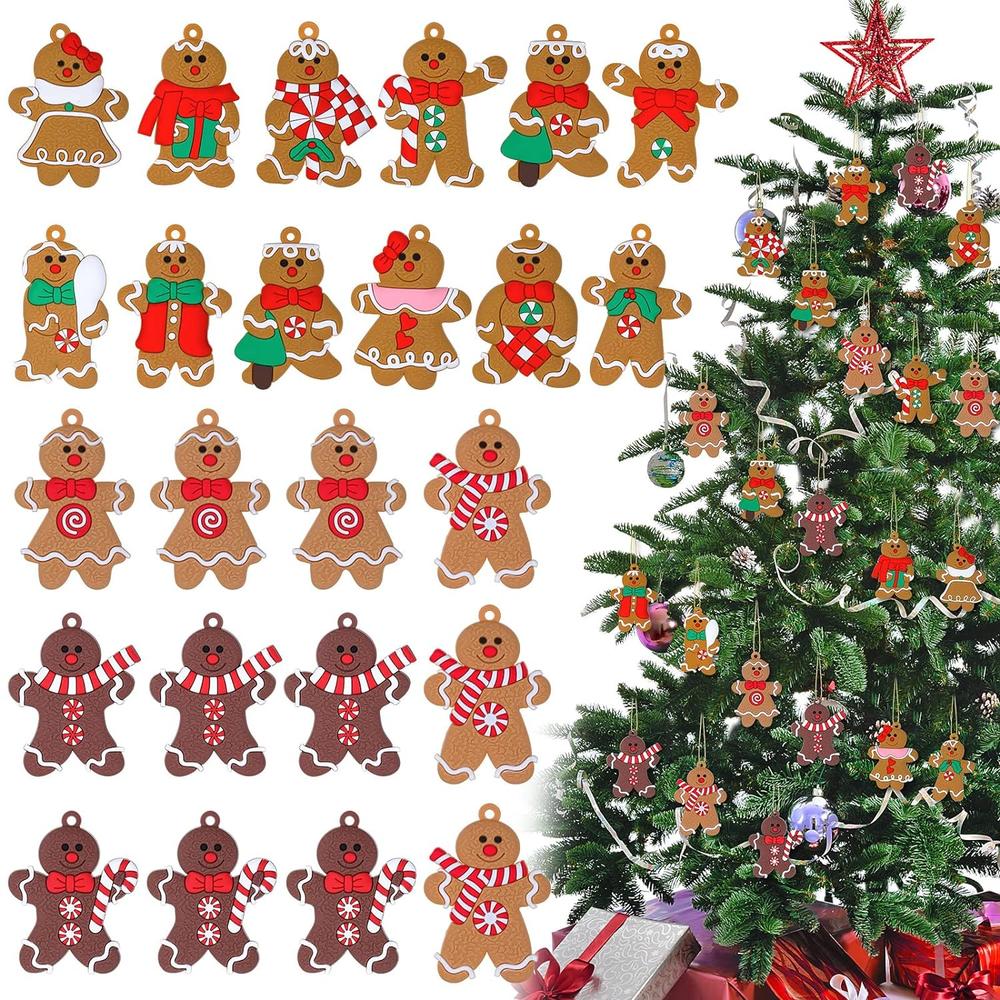 thinkstar 24 Pieces Gingerbread Ornaments For Christmas Tree Christmas Ornaments Gingerbread Christmas Decor Christmas Tree Decora…