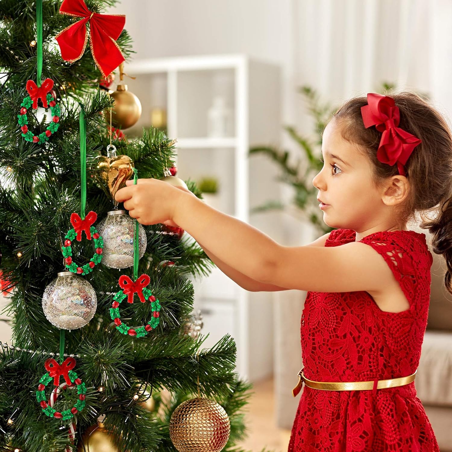 thinkstar 30 Sets Christmas Beaded Ornament Kit Xmas Craft Diy Wreath Holiday Christmas Tree Hanging Decorations With Christmas Ba…