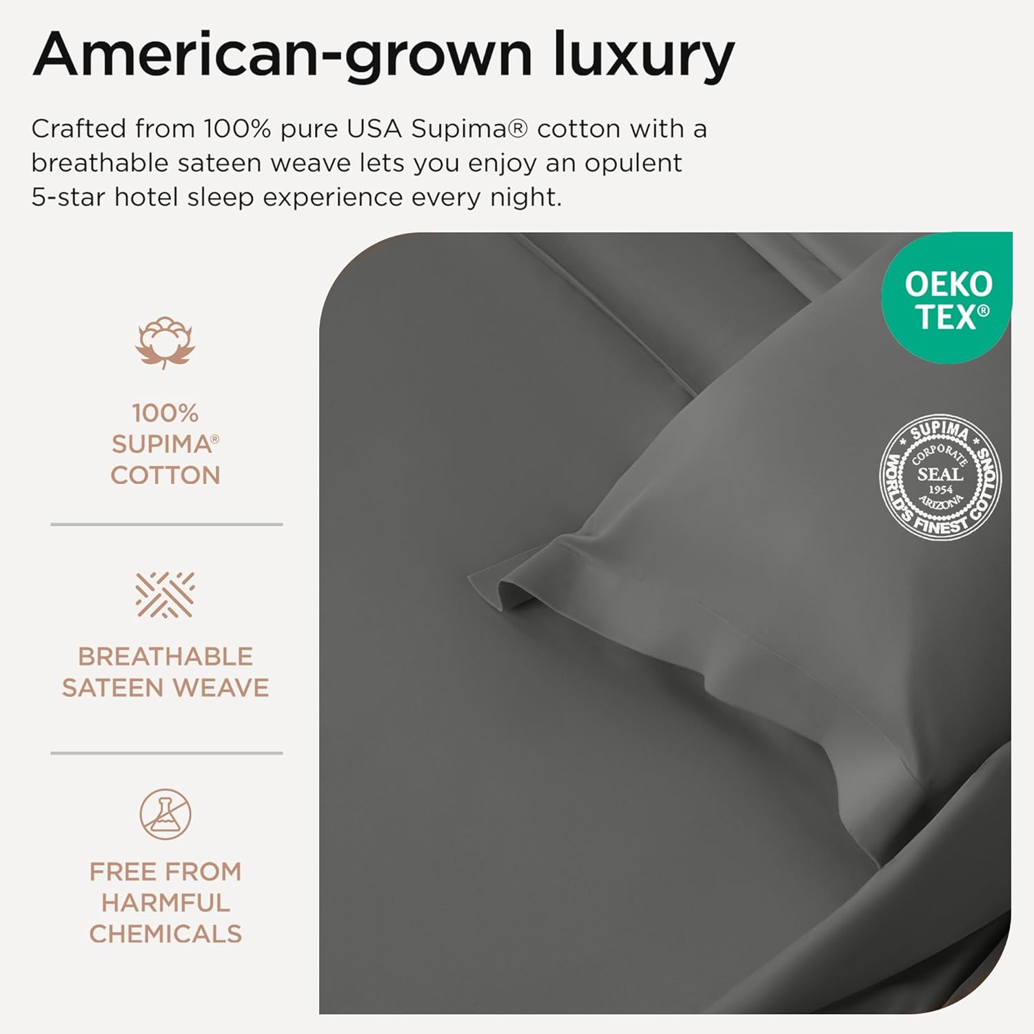 thinkstar Certified 100% American Supima Cotton Sheets, 1000 Thread Count King Size Sheets, 4 Pc Luxury Bed Sheets Set, Hotel Qual…
