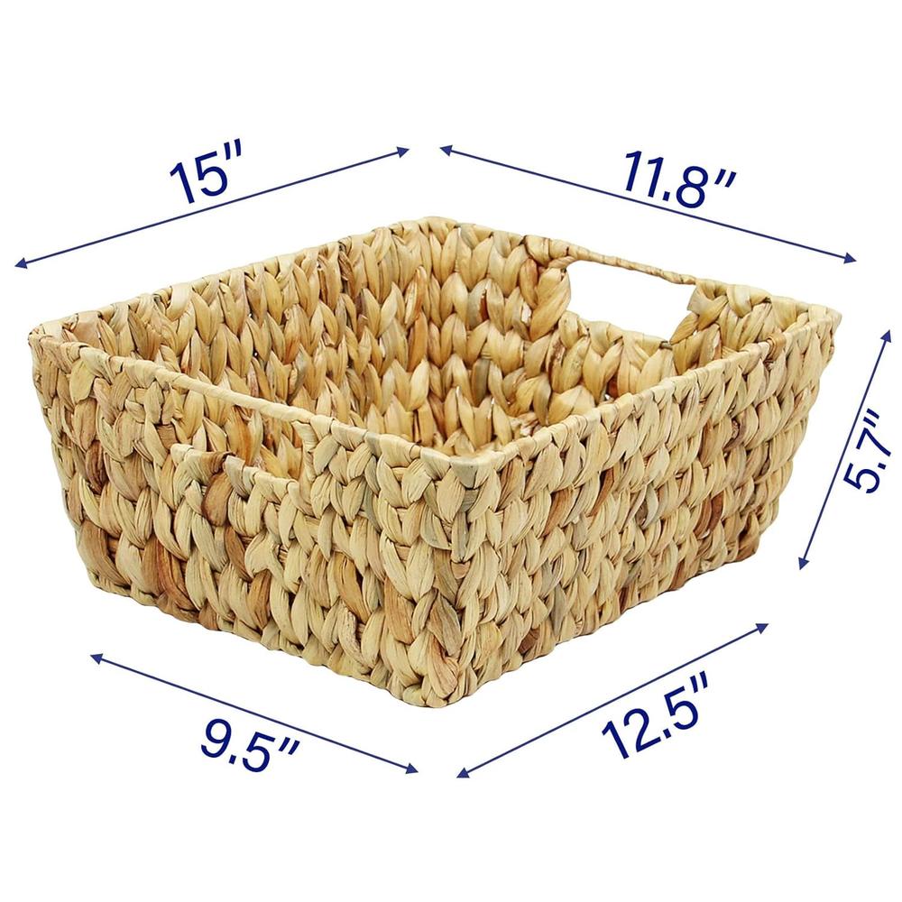 thinkstar Large Square Irregular Hyacinth Storage Baskets Natural Hand Woven Hyacinth Basket Durable Trapezoid Sundries Baskets Wi…