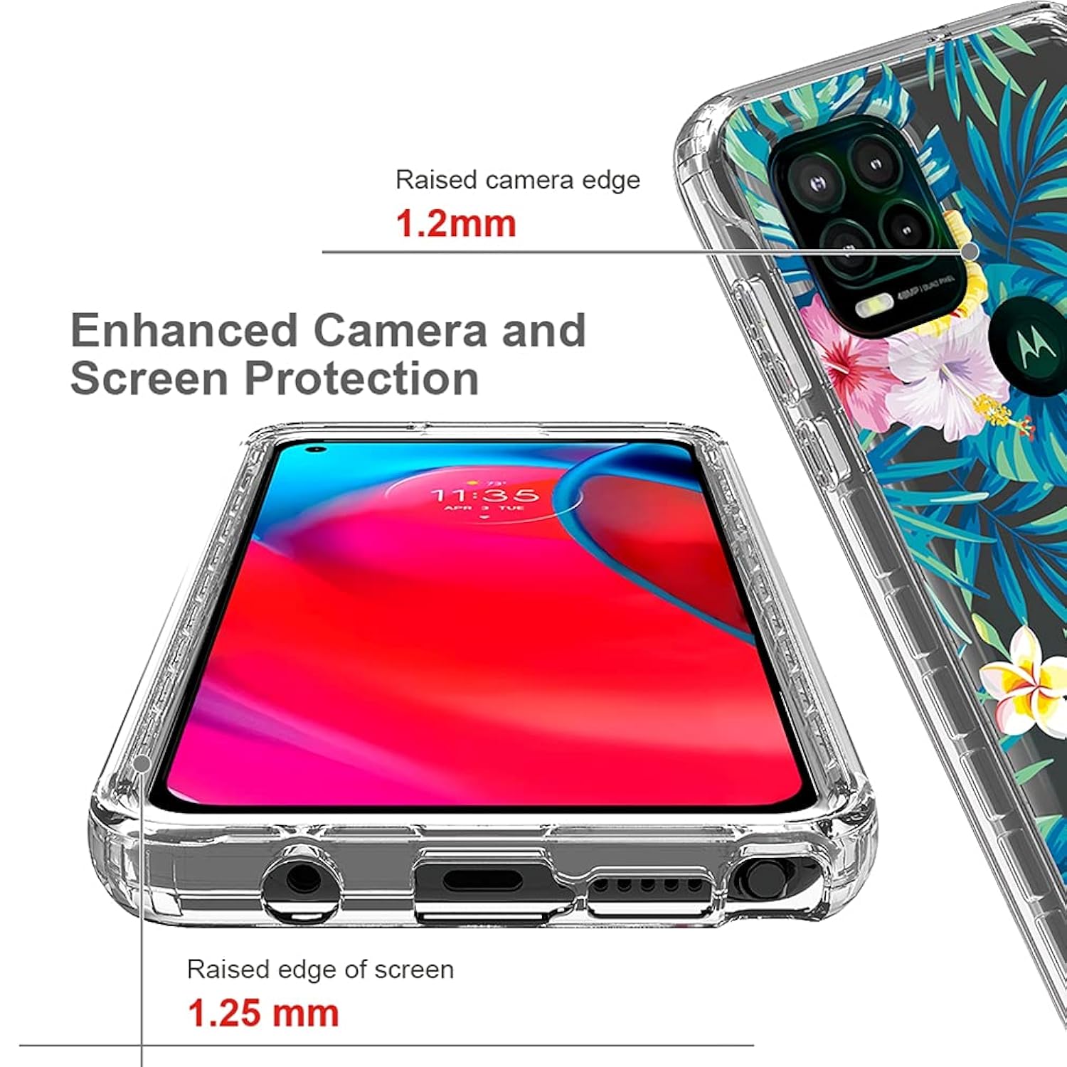 thinkstar Case For Moto G Stylus 5G 2021 (Not Fit 4G), Motorola G Stylus 5G Case, Full Body Shockproof Clear Floral Soft Tpu Phone…