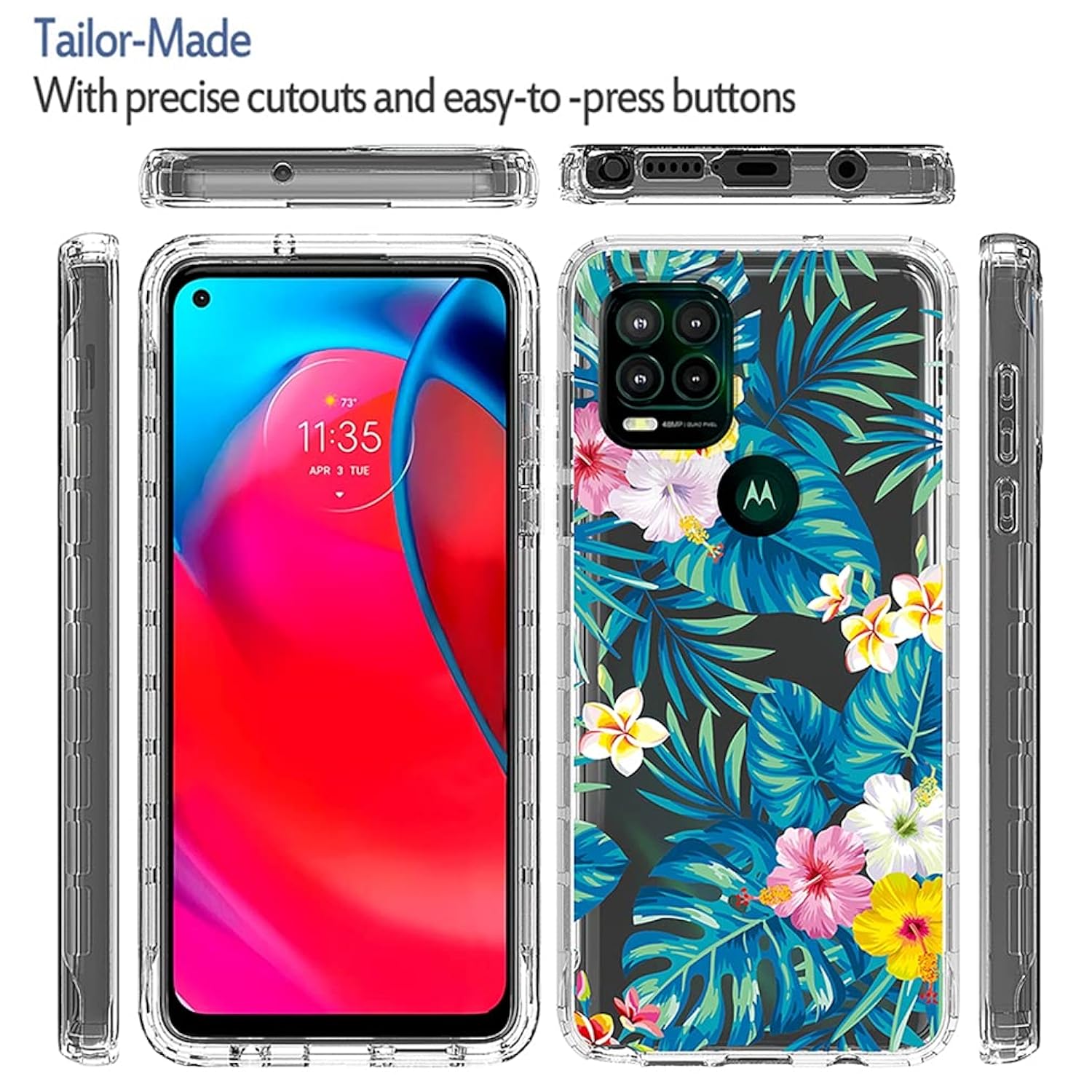 thinkstar Case For Moto G Stylus 5G 2021 (Not Fit 4G), Motorola G Stylus 5G Case, Full Body Shockproof Clear Floral Soft Tpu Phone…