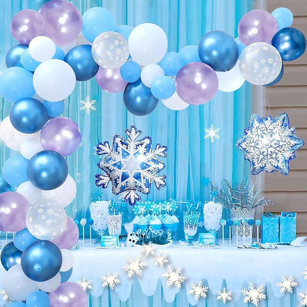 thinkstar Frozen Balloons Arch Garland Kit, Frozen Birthday Balloons Frozen Party Supplies Latex Balloons Happy Birthday Snowflake…