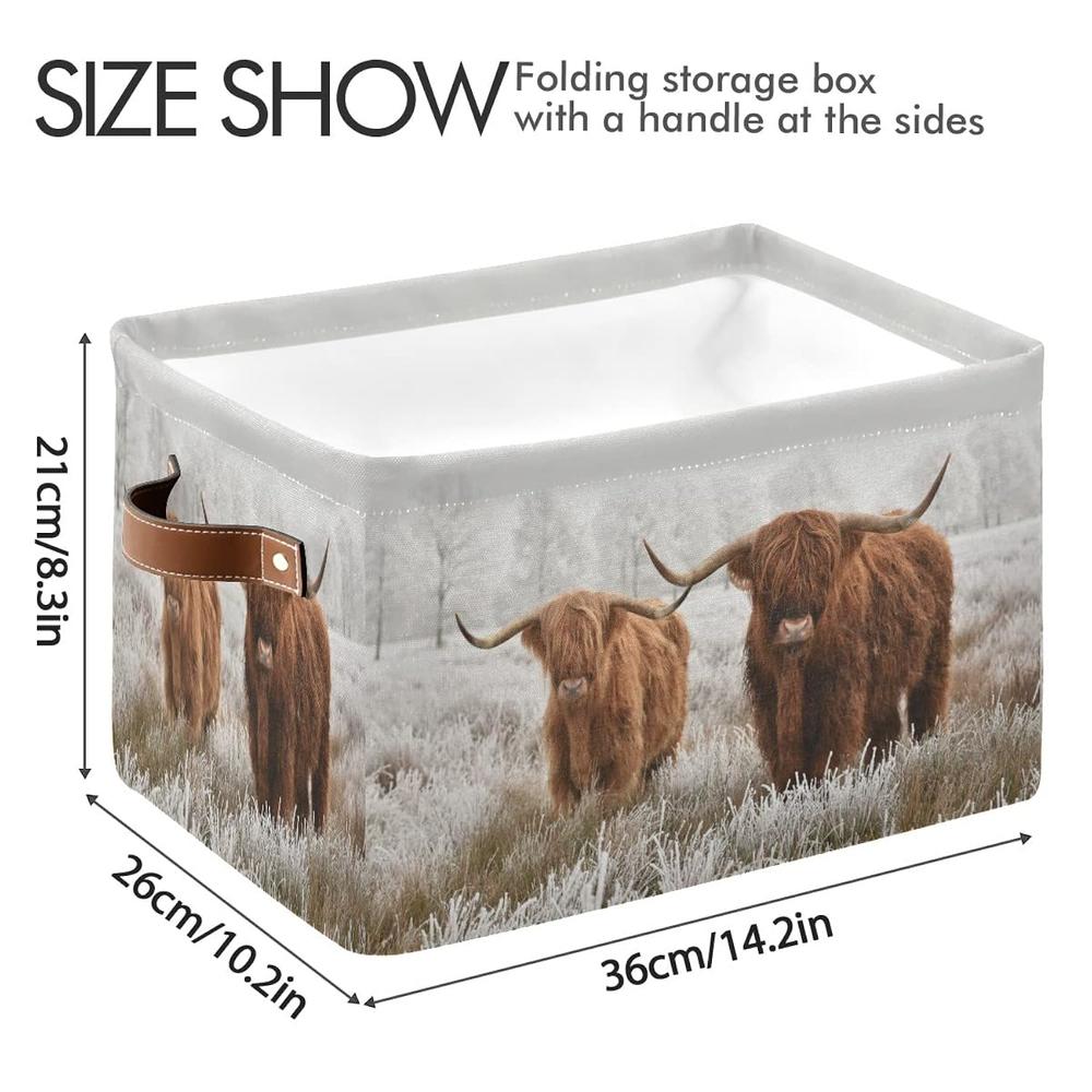 thinkstar Scottish Highland Cow Storage Basket Fabric Storage Bin ...