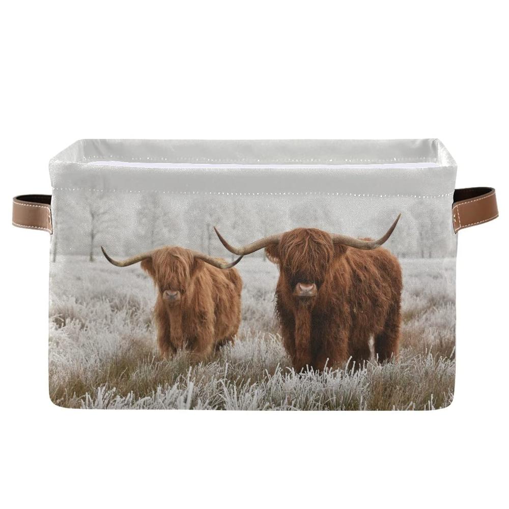 thinkstar Scottish Highland Cow Storage Basket Fabric Storage Bin ...