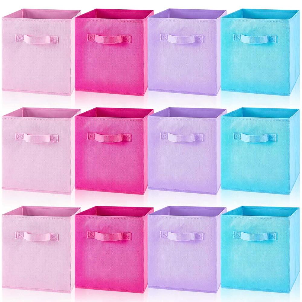 thinkstar 12 Pcs Cube Storage Bin 11'' Collapsible Storage Cubes Foldable Cube Storage Organizer Bins Fabric Bins Storage Basket F…