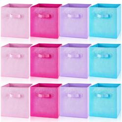 thinkstar 12 Pcs Cube Storage Bin 11'' Collapsible Storage Cubes Foldable Cube Storage Organizer Bins Fabric Bins Storage Basket F…