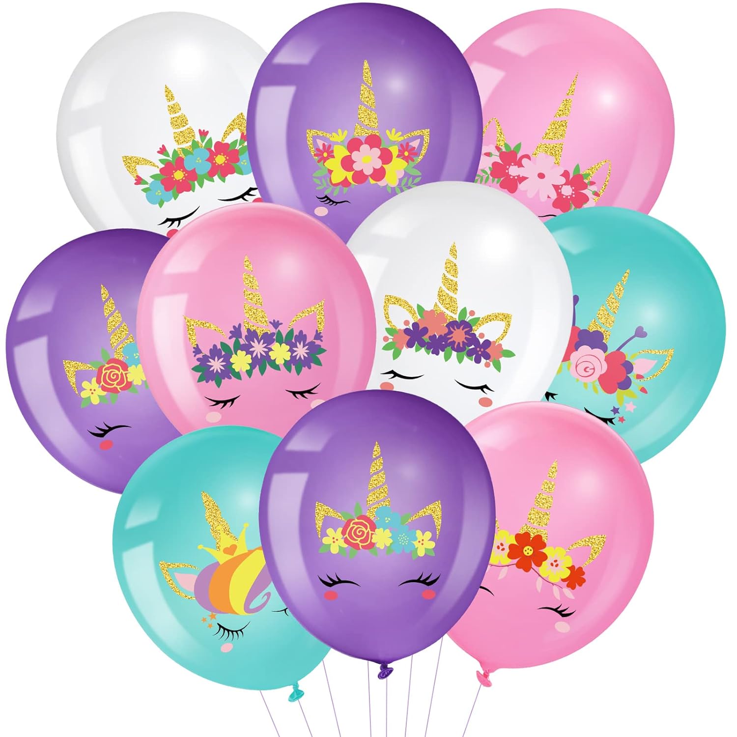 thinkstar 45 Pieces Unicorn Balloons Unicorn Latex Balloons Rainbow Party Balloons Arch Kit Column Garlands Balloons For Girls Bir…