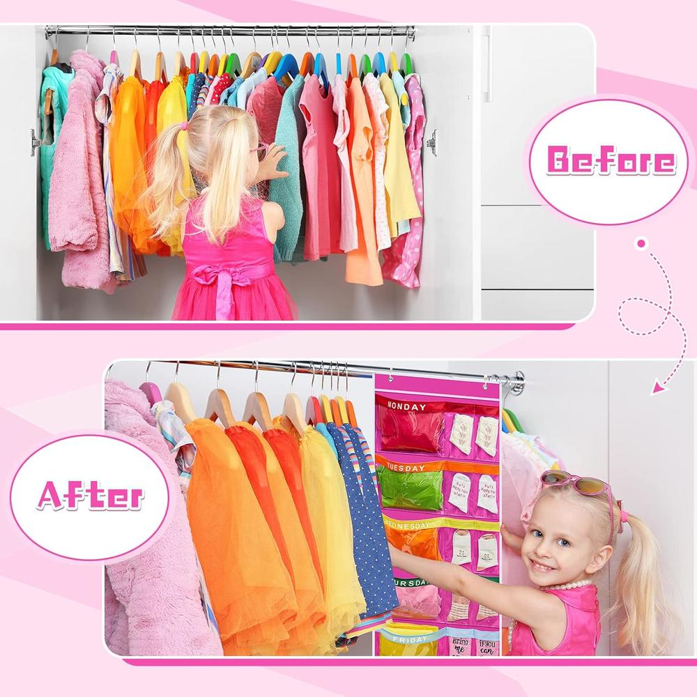 thinkstar 2 Pcs Weekly Clothes Organizer For Kids Weekly Hanging Closet Portable Kids Clothes Storage Prepare And Organize A Week'…