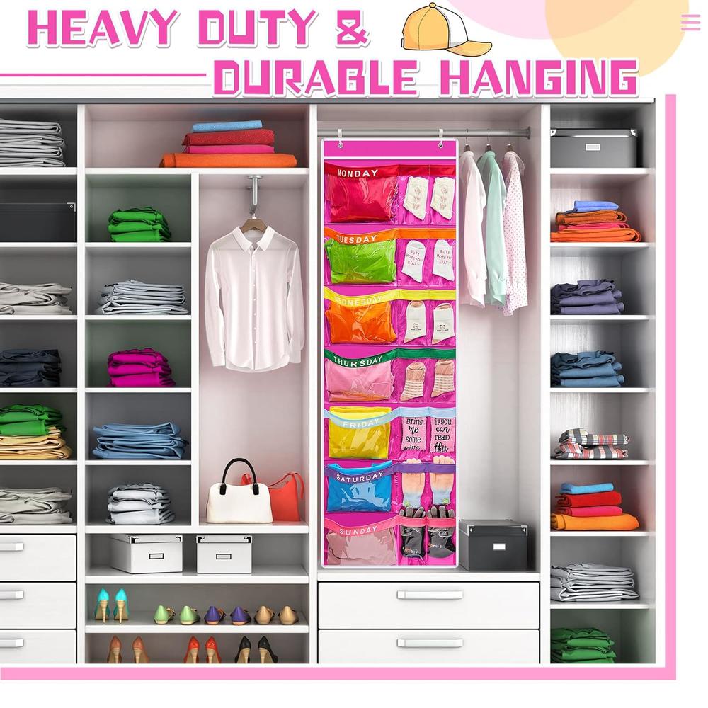 thinkstar 2 Pcs Weekly Clothes Organizer For Kids Weekly Hanging Closet Portable Kids Clothes Storage Prepare And Organize A Week'…