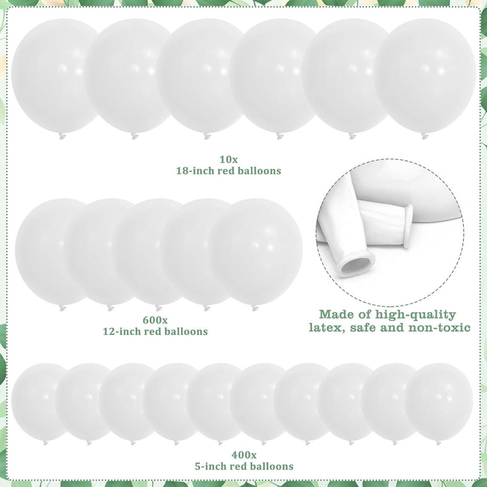 thinkstar 1010 Pcs Balloons Bulk White Multi Size Latex Party Balloons 18 Inch 12 Inch 5 Inch Balloon Arch Balloons Garland For We…