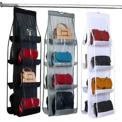 thinkstar 3 Pack Hanging Purse Organizer For Closet 8 Pockets With Metal Hooks Purse Hanger Closet Handbag Purse Holder For Closet?
