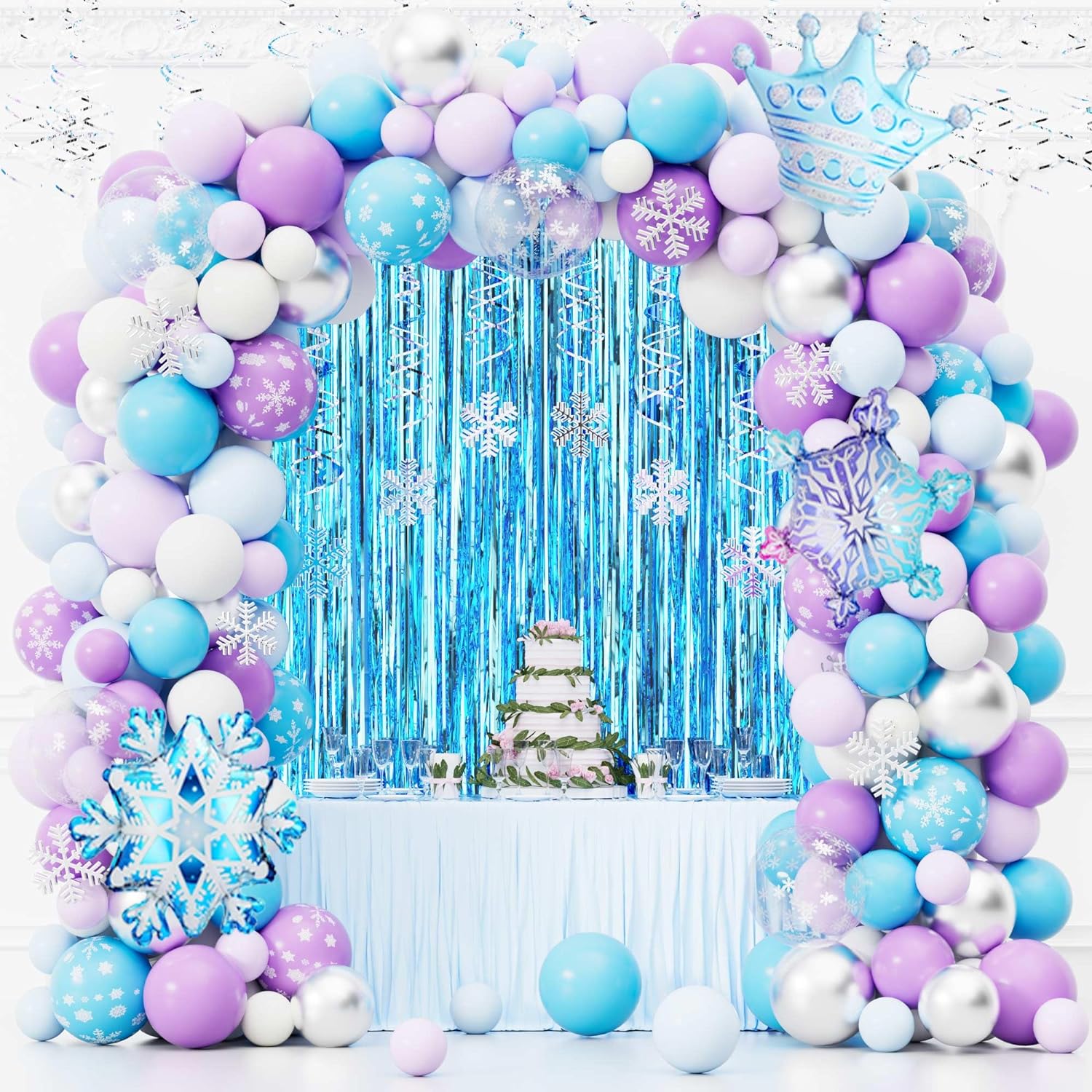 thinkstar 167Pcs Frozen Birthday Party Supplies - Frozen Party Decorations Balloons Arch Kit For Kids Boys Girls Baby Shower Froze…