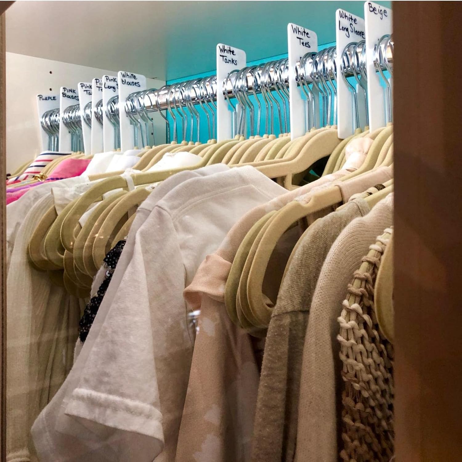 thinkstar 50Pcs White Closet Rack Dividers Clothing Rack Size Dividers Closet Dividers Rectangular Clothing Hangers Dividers Cloth…