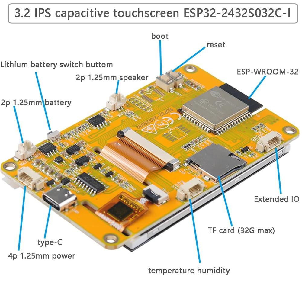 thinkstar 3.2" Inch Esp32 Display St7789 Ips Tft Lcd Module Esp32-2432S032C-I Capacitive Touch Screen 240X320 Esp-Wroom-32 Develop…