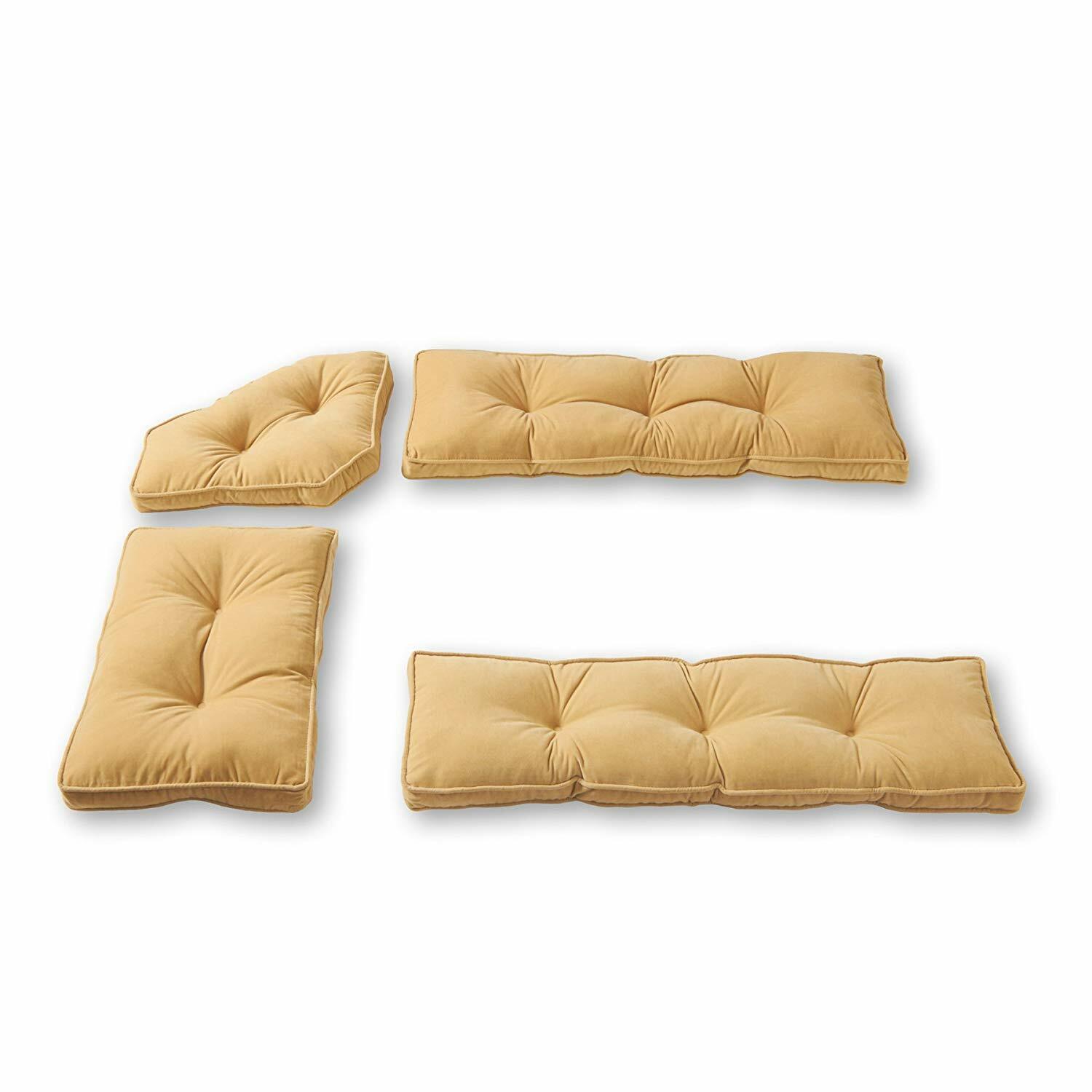 &nbsp; Cream 4 piece Nook Cushion Set Corner Bench Booth Seat Dining Breakfast Kitchen