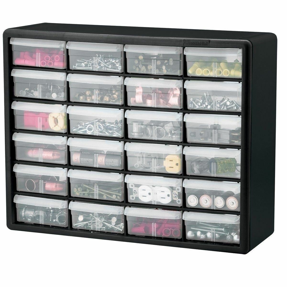 &nbsp; Black 24 Drawer Plastic Storage Cabinet Small Parts Garage Organizer Arts Crafts