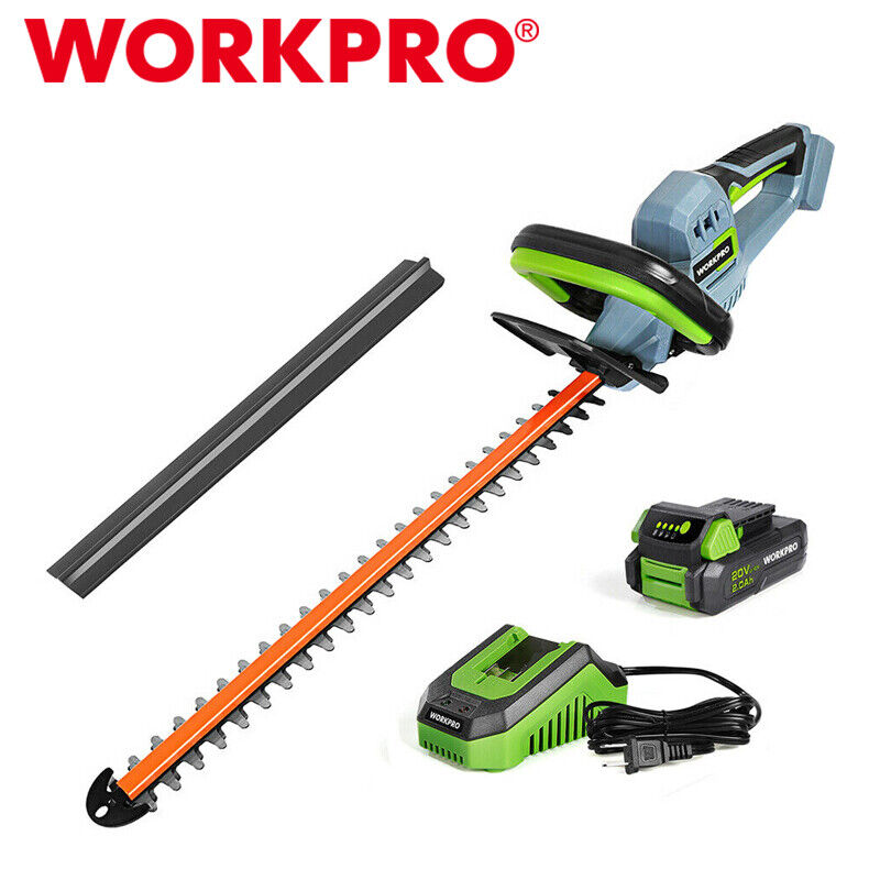 WORKPRO 20V Cordless Hedge Trimmer 20" Dual Action Blade w/2.0AH Battery Charger