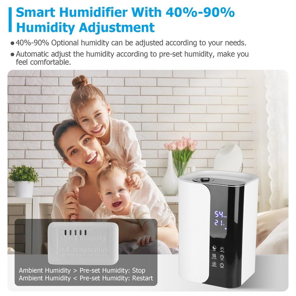 thinkstar Mist Humidifier, 5L Top Fill Humidifiers Cool And Warm Mist W/ Remote 1-8 Hours
