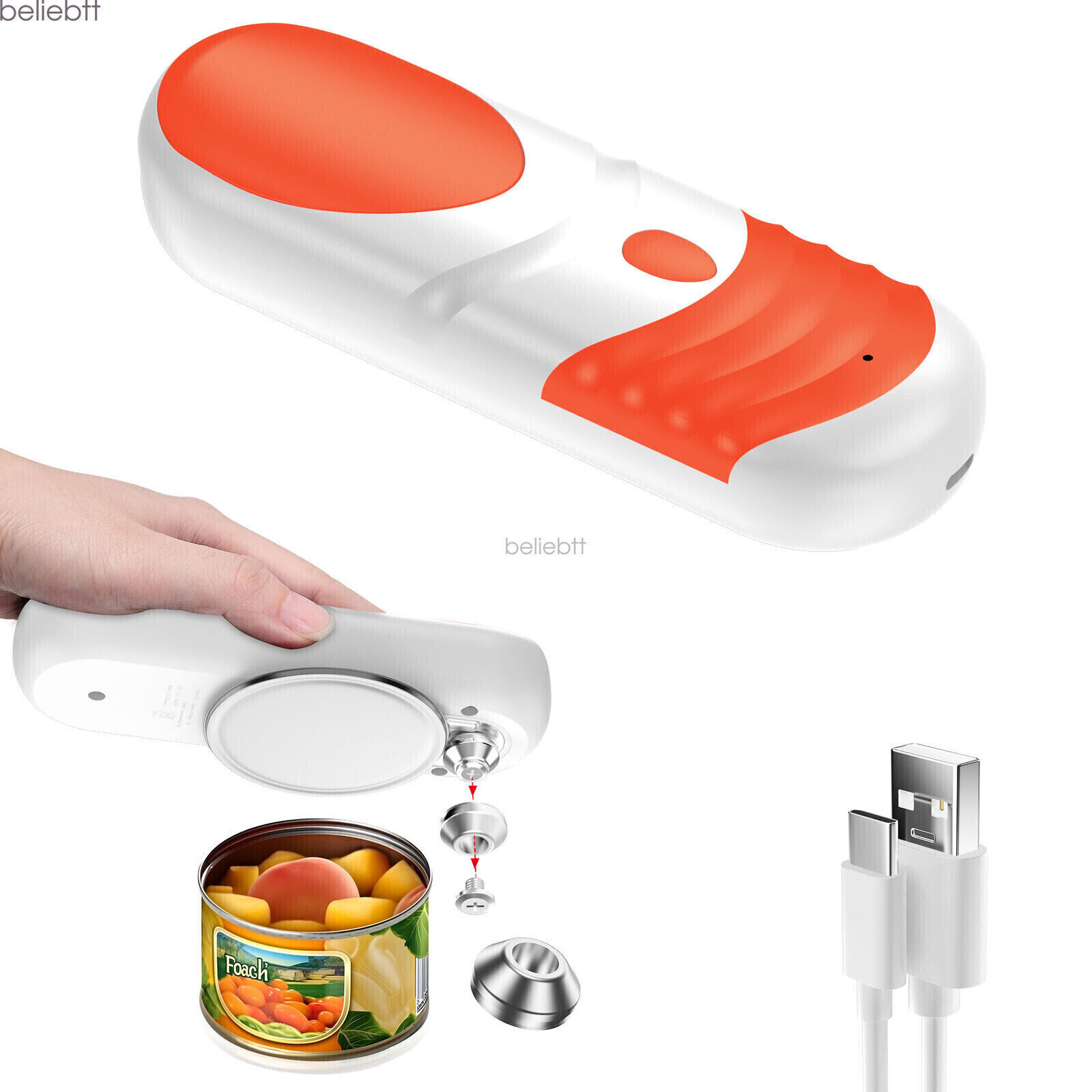 thinkstar Rechargeable Automatic Can Opener With Tilt Blade Opens Any Size Can Smooth Edge
