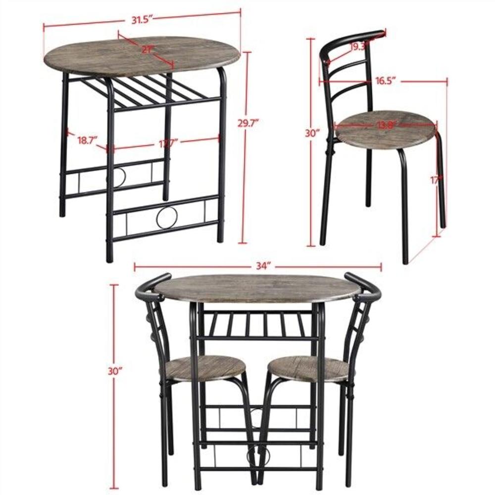 thinkstar Dining Room Table Sets, 3 Piece Kitchen Table & Chair Sets For Kitchens, Brown