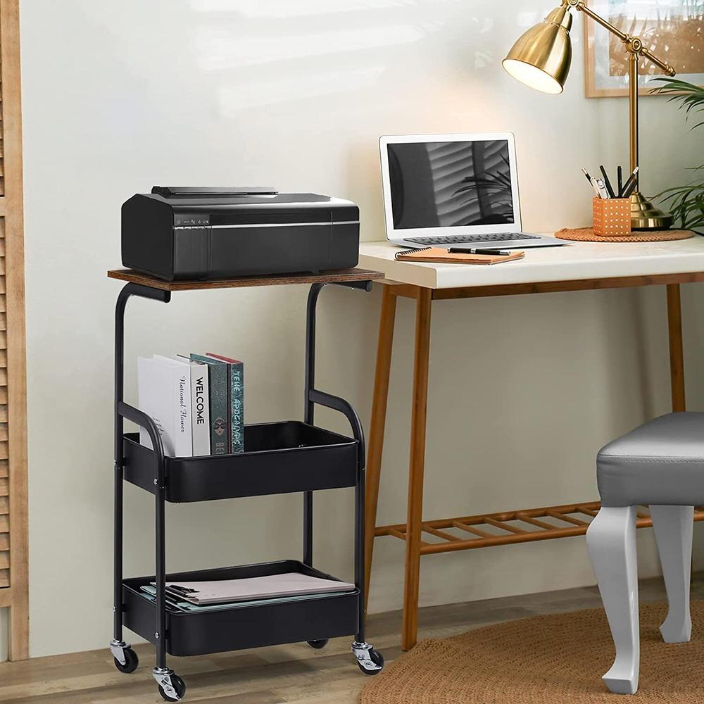thinkstar 3 Tier Printer Stand,Printer Cart W/Storage Baskets Rolling Printer Table Office