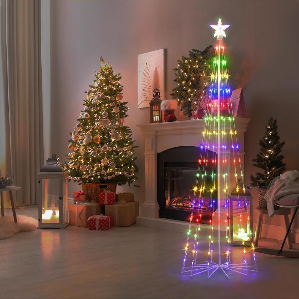 thinkstar 7.5Ft Led Outdoor Christmas Cone Tree W/Lights 8 Modes For Xmas Yard Porch Decor