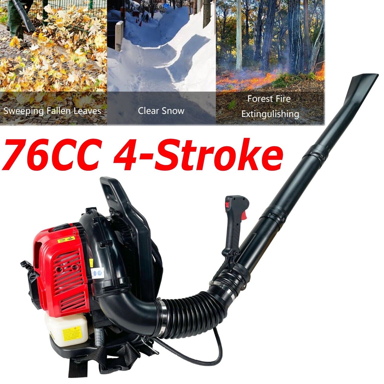 thinkstar 76Cc 4-Stroke Backpack Gas Leaf Blower 660Cfm 200Mph Handle Electric Leaf Blower