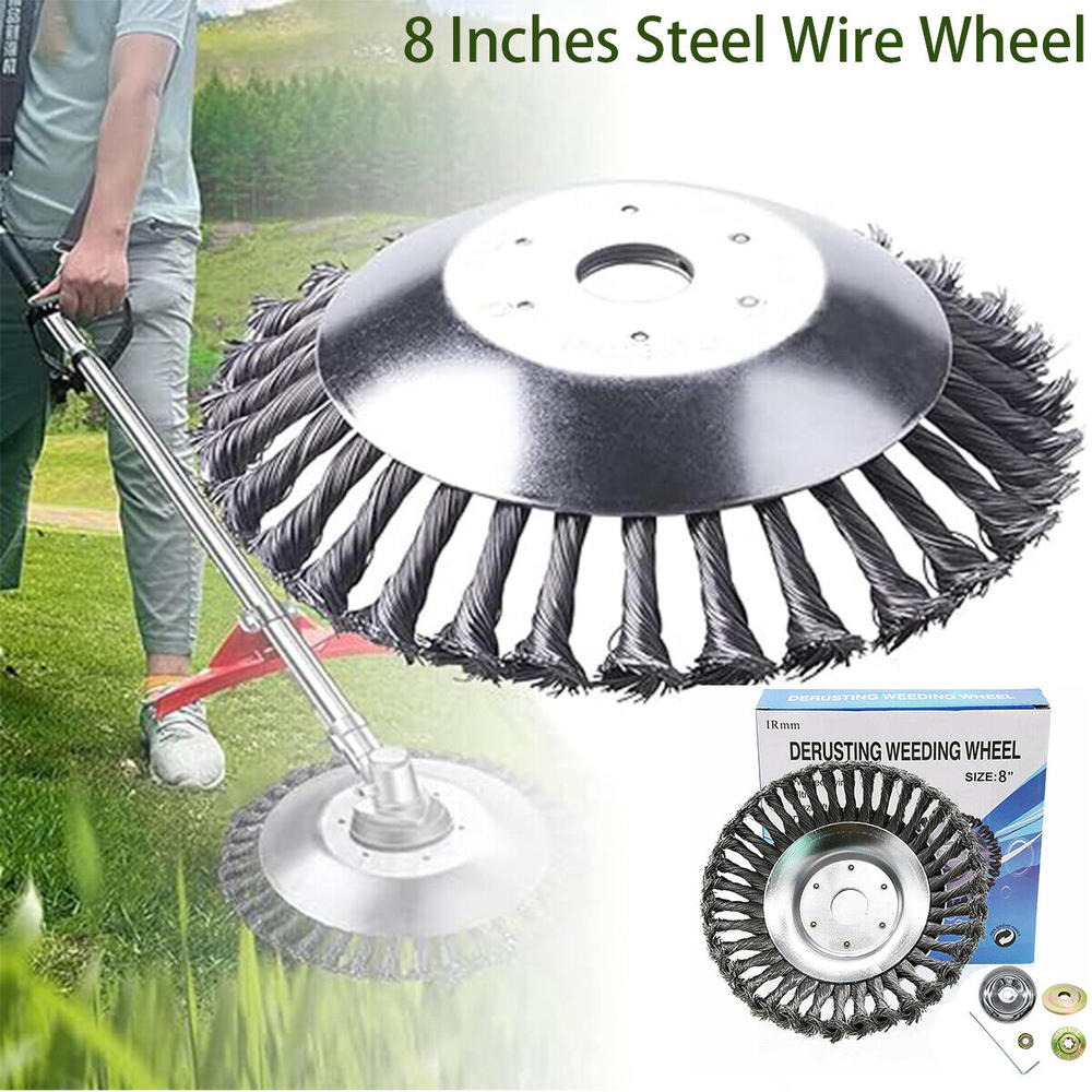 thinkstar 8 Inch Steel Wire Wheel Brush Cutter Weed Eater Trimmer Head With Adapter Kit