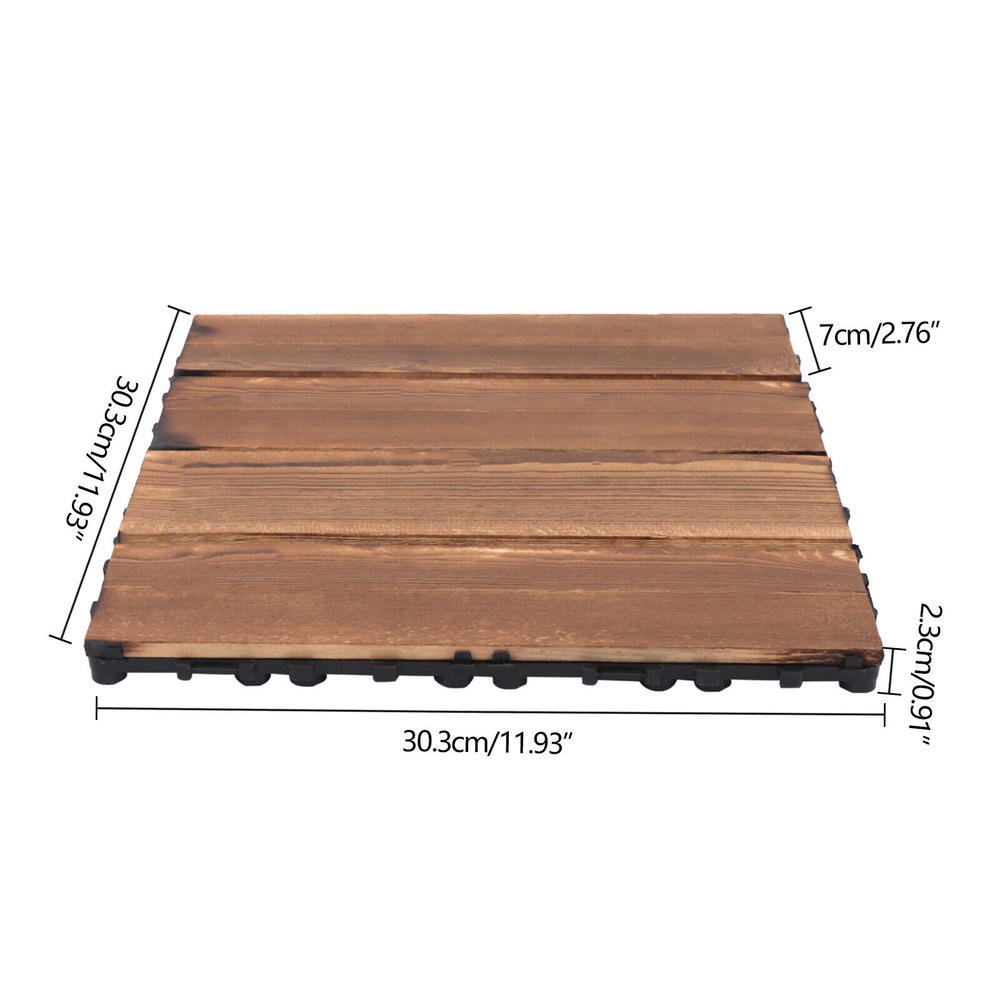 thinkstar Hardwood Interlocking Patio Deck Tiles Wood Flooring Diy Outdoor 12''X12'' 36Pcs