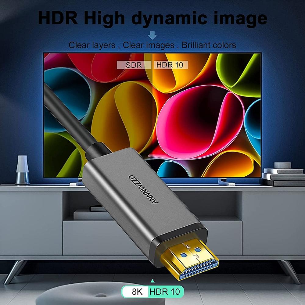 thinkstar Fiber Optic Hdmi 2.1 8K Cable, High Speed 48Gbps Fiber Hdmi Cable Supports 8K, Slim And Flexible Hdmi Fiber Optic Cable 50Ft