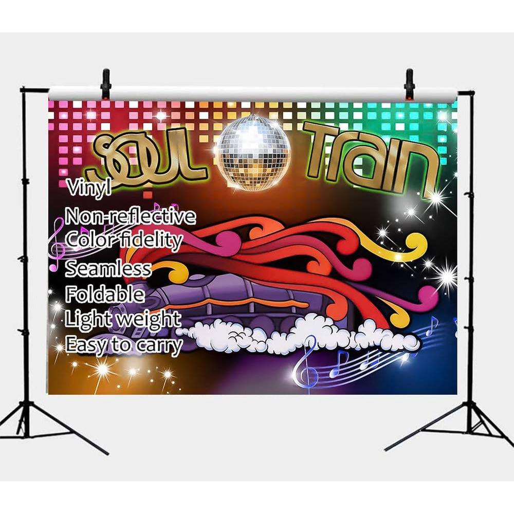 thinkstar 70'S Soul Train Theme Photography Backdrop 70'S And 80'S Disco Dancing Prom Party Decoration Supplies Neon Glow Photo Backgro…