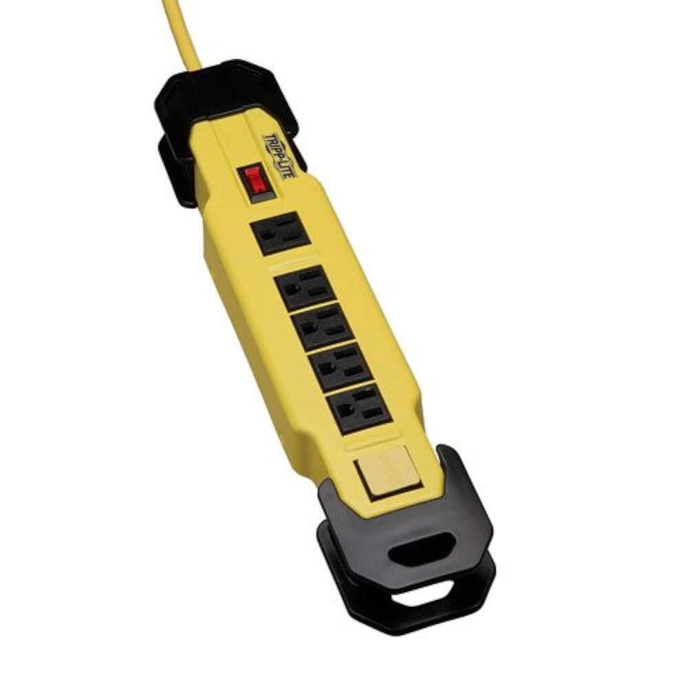 Tripp Lite 6 Outlet Safety Power Strip, 9ft Cord with GFCI 5-15P Plug, Hang Holes (TLM609GF) Black/Yellow