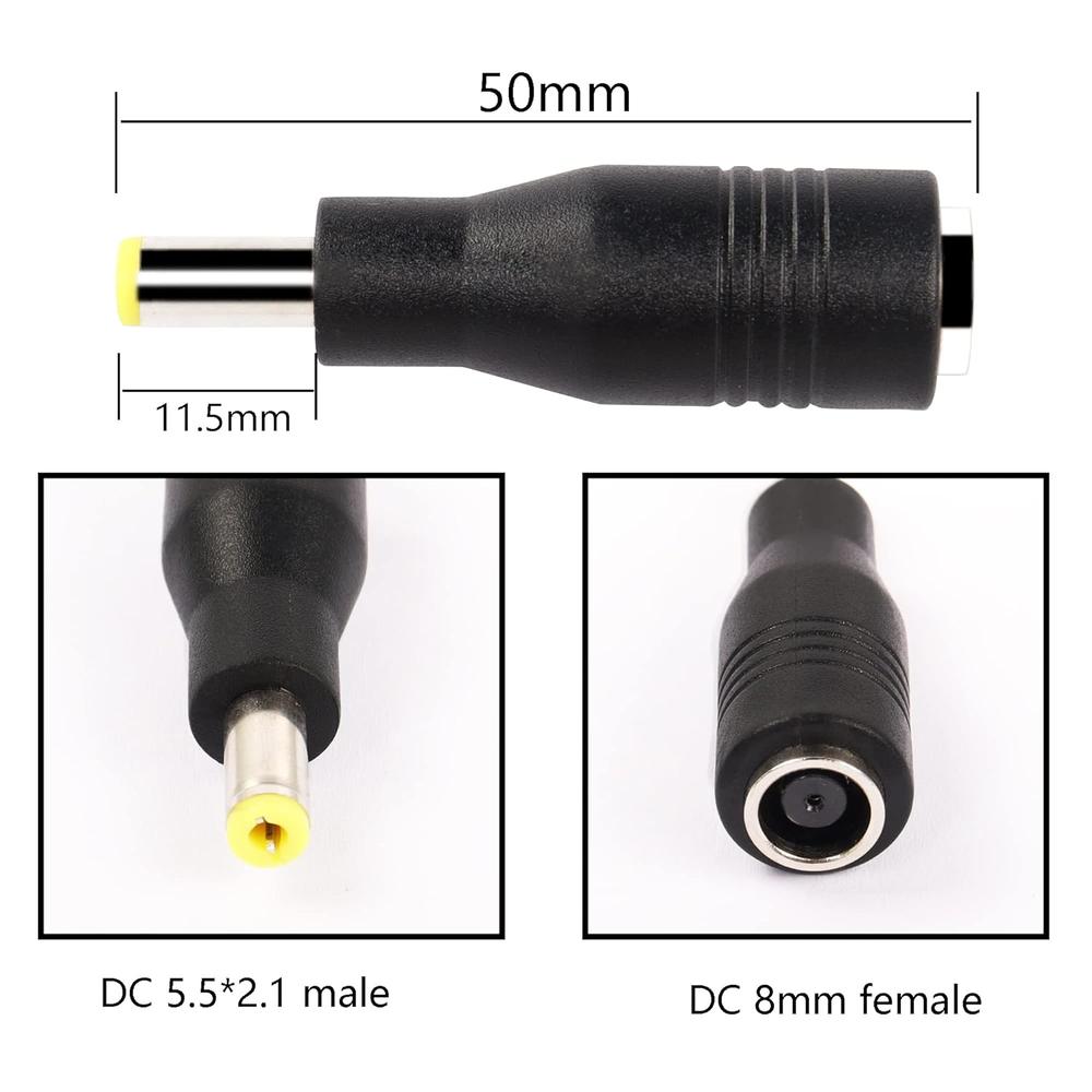 thinkstar Dc Power Plug Adapter,2Pcs Dc 8Mm Male To Dc 5.5Mm X 2.1Mm Female And 2Pcs Dc 5.5Mm X 2.1Mm Male To Dc 8Mm Female Connectors(…