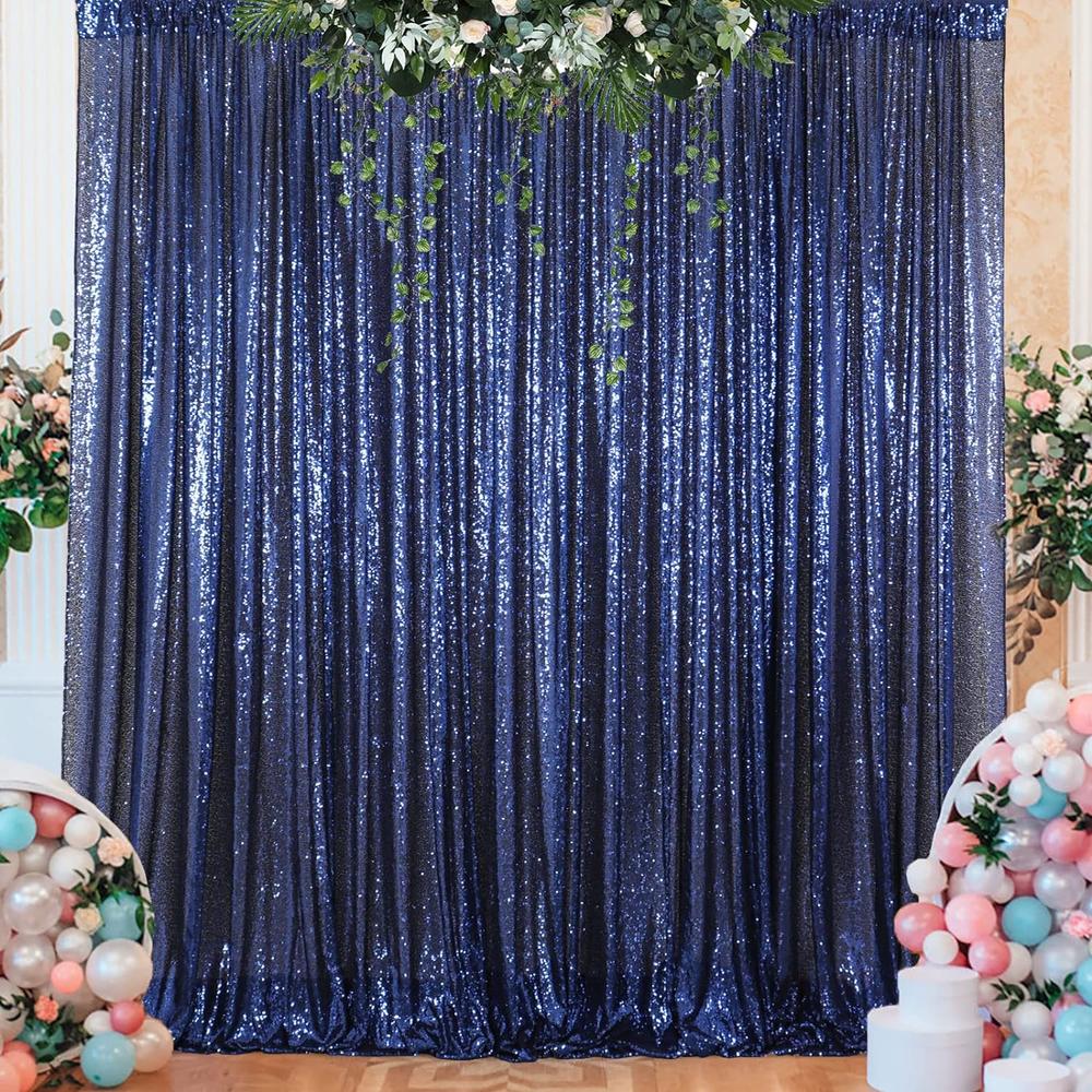 thinkstar Sequin Backdrop-10Ftx10Ft-Navy Blue Sequin Fabric Wedding Backdrops,Photography Background,Ceremony Background,Christmas Phot…