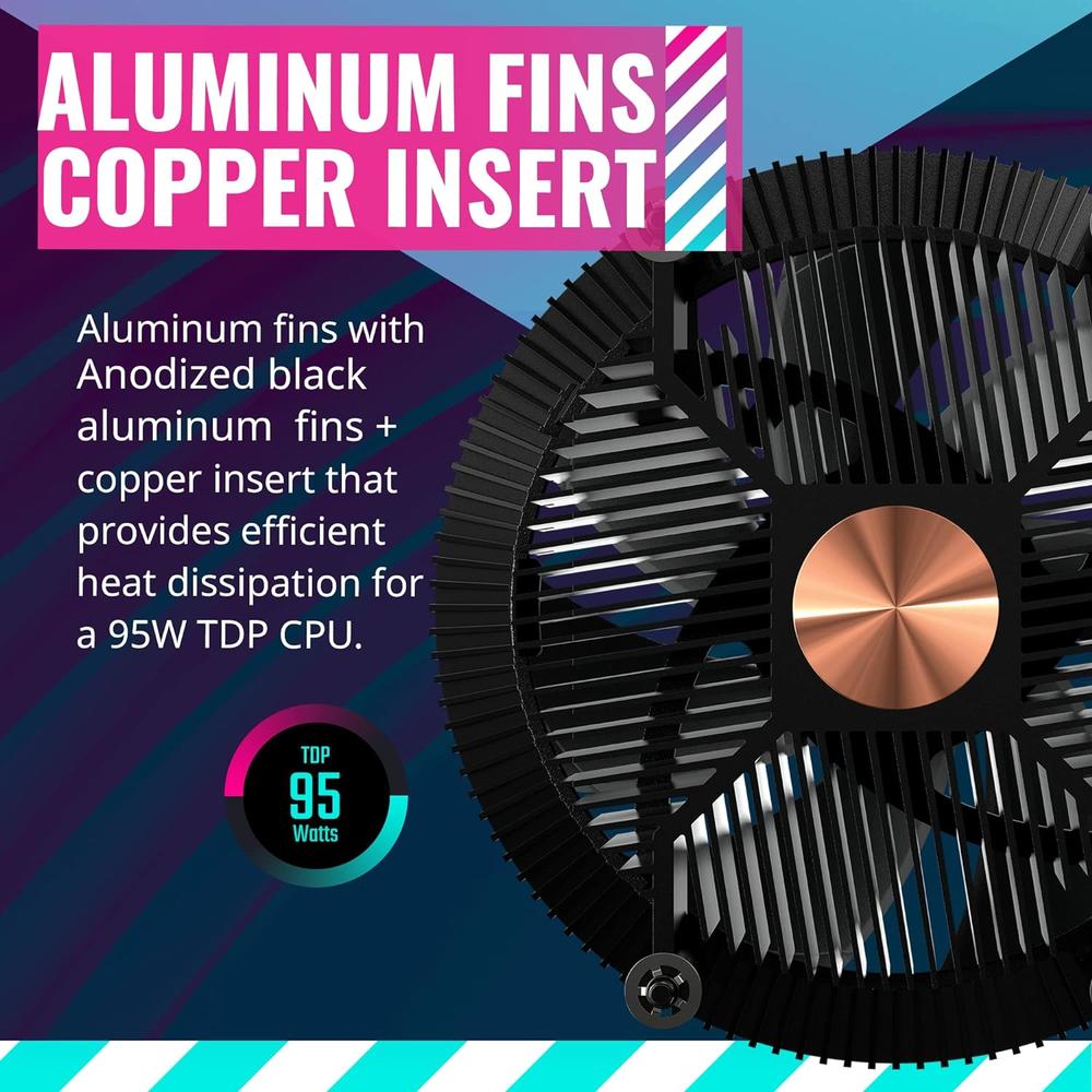 Cooler Master A71C ARGB AMD Ryzen AM4 Low-Profile CPU Air Cooler, Anodized Black Aluminum Fins, Copper Insert Base, MF120 120…