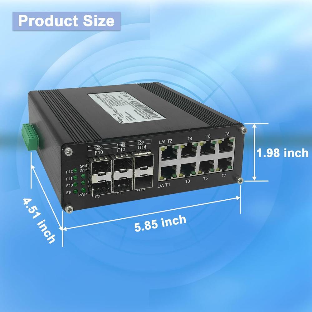 thinkstar Hardened Industrial Gigabit Ethernet Switch 8 Ports 10/100/1000T Auto Mdi/Mdix + 4 Ports 1000Base-X Sfp + 2 Ports 10G Base-Sr…