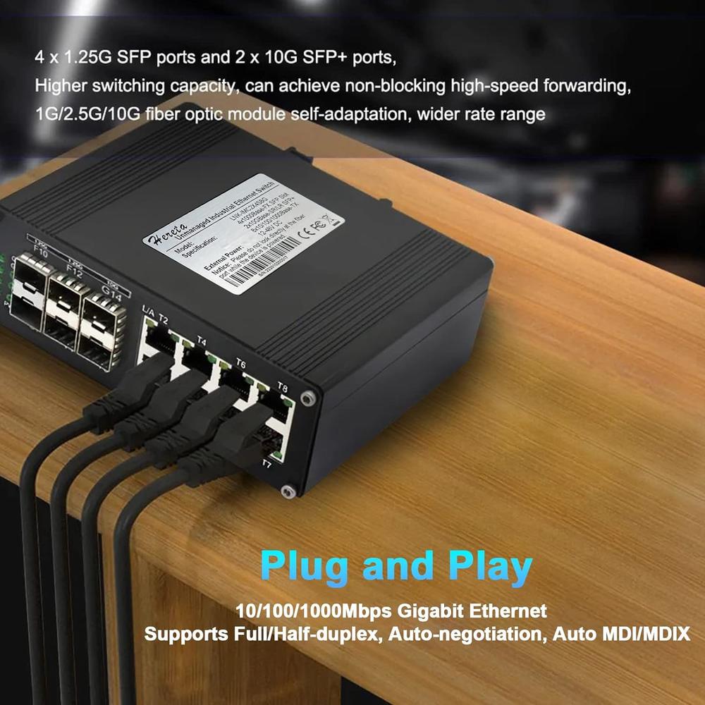 thinkstar Hardened Industrial Gigabit Ethernet Switch 8 Ports 10/100/1000T Auto Mdi/Mdix + 4 Ports 1000Base-X Sfp + 2 Ports 10G Base-Sr…