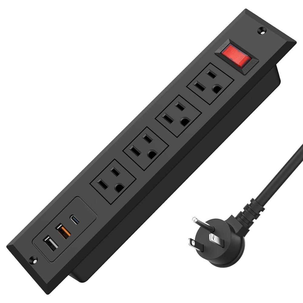thinkstar Type-C Recessed Power Socket, 20W Pd Fast Charging Usb-C Qc3.0 3A Usb-A Power Strip, Plug In 4 Outlets & 2 Usb-A Ports &1 Usb…