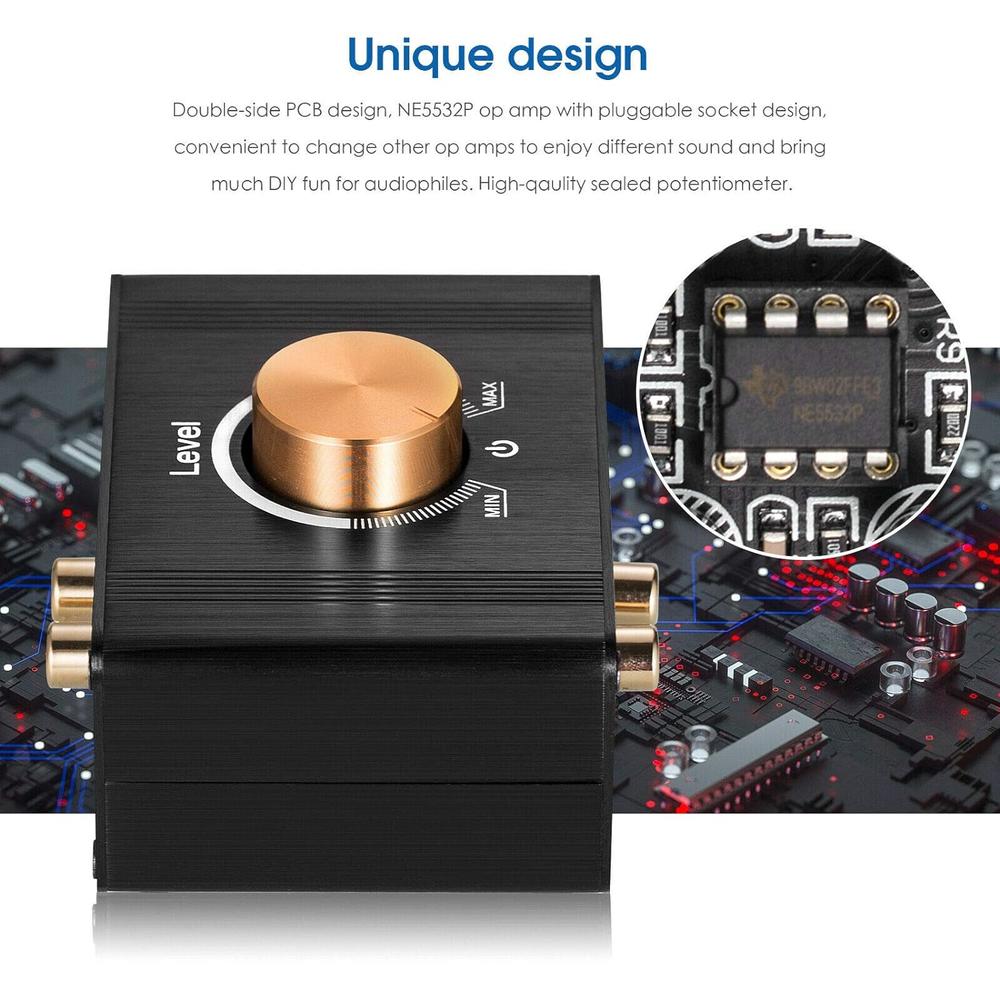 thinkstar Mini Stereo Line Level Booster Amplifier Audio Preamp 20Db Gain Volume Control